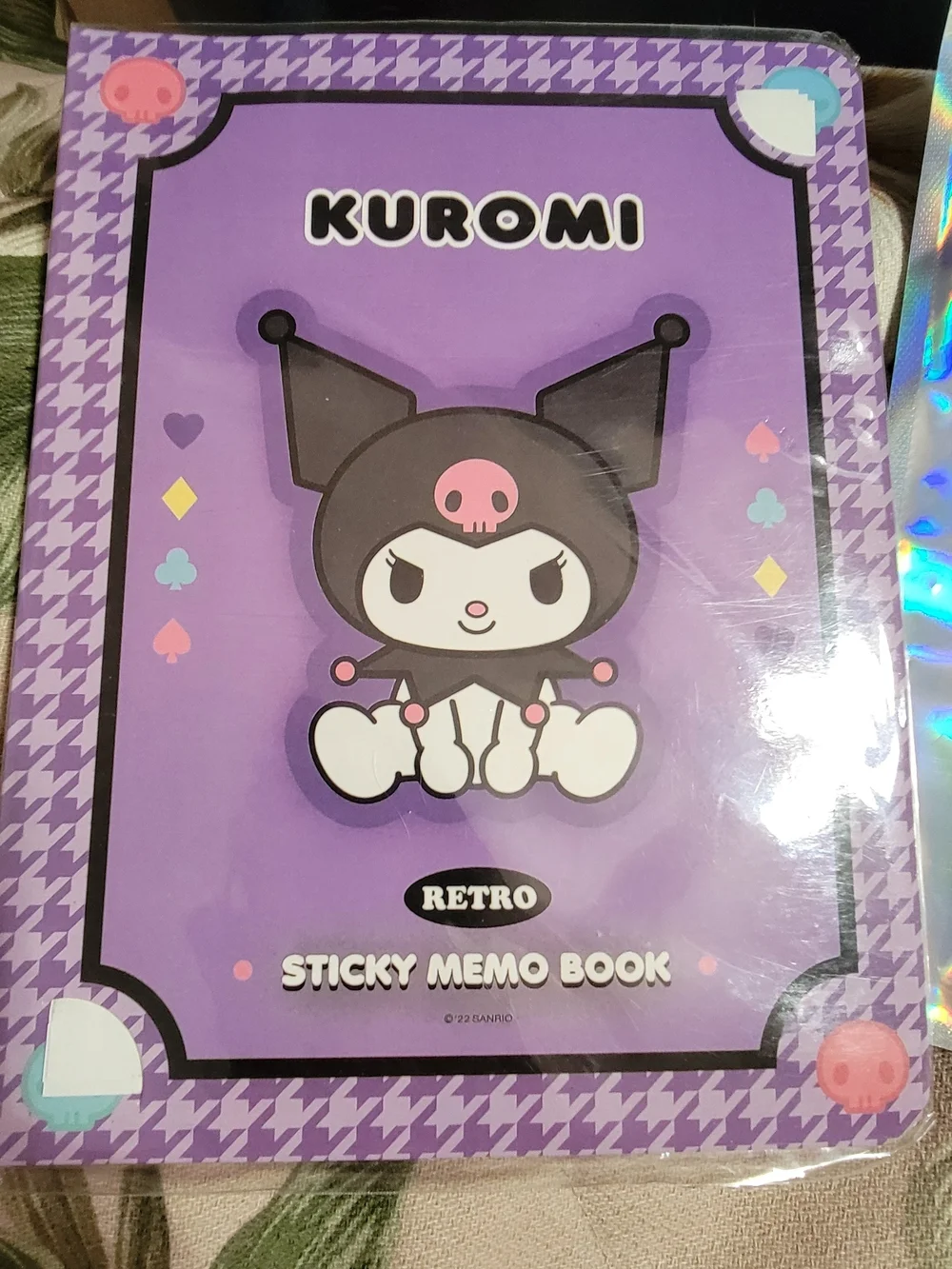 812-Sanrio Kuromi Glitter Lavender A5 Notebook & Memo Pad Set